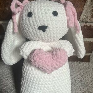 🐰 HANDMADE Crocheted Amigurumi White and Pink Plush Bunny Toy 🐰
